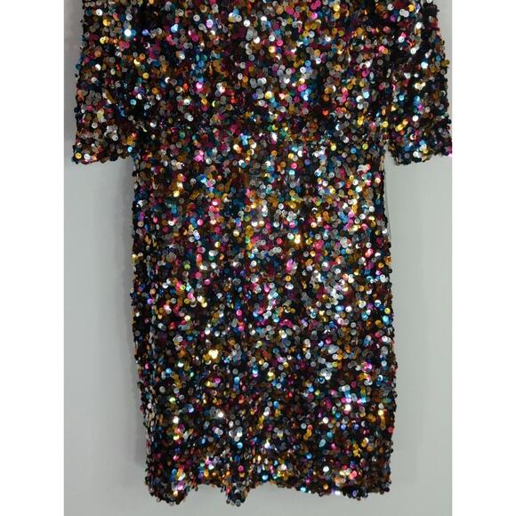 Boston Proper Women Sequin Cold Shoulder Mini Dress Size 2 NWT NYE Party Holiday - Picture 4 of 12